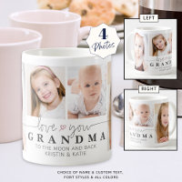 Personalised LOVE YOU GRANDMA 4 Photo Script Grey