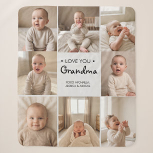Personalised Love You Grandma 8-Photo Sherpa Blank Blanket