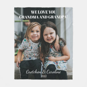 Personalised Love You Grandma and Grandpa Photo  Fleece Blanket