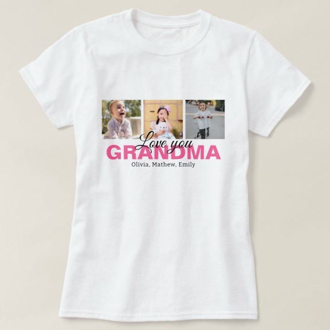 Personalised Love You Grandma Photo Collage T-Shirt (Design Front)