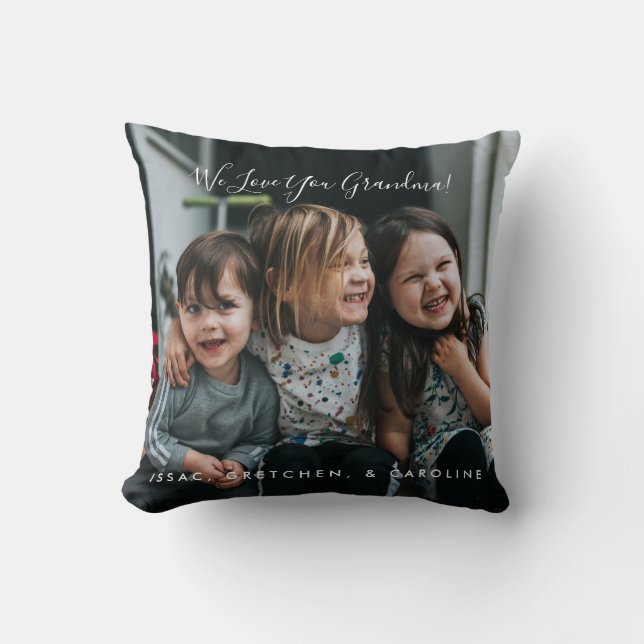 Personalised Love You Grandma Photo Handwritten  Cushion (Front)