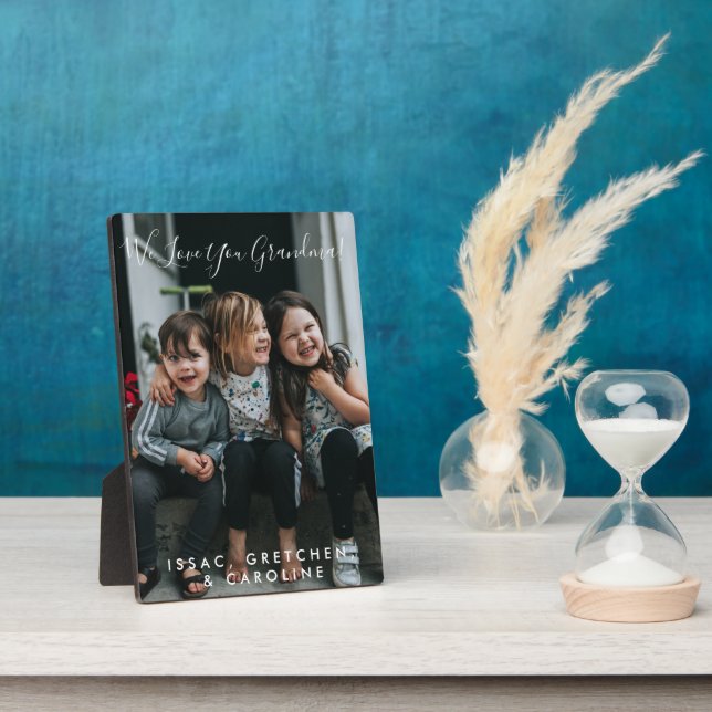 Personalised Love You Grandma Photo Handwritten  Plaque (Side)