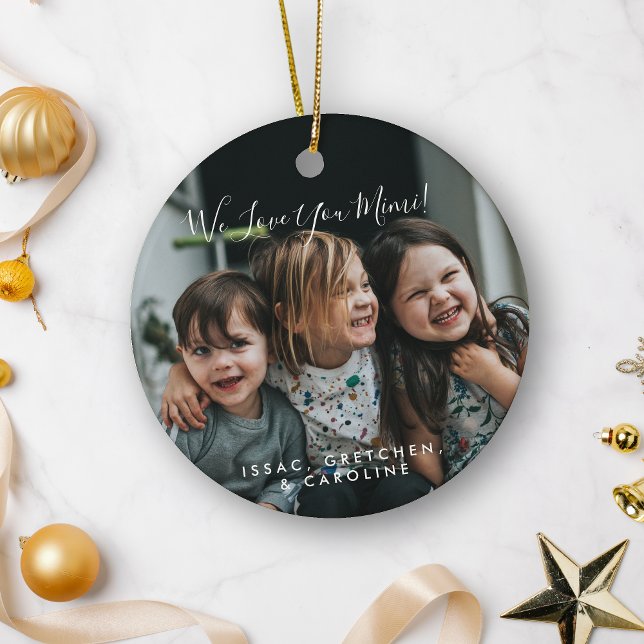 Personalised Love You Mimi Photo Handwritten  Ceramic Tree Decoration (Creator Uploaded)