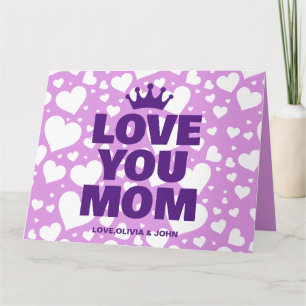 Personalised Love you Mum Photo Purple Card