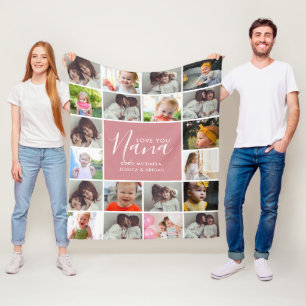 Personalised Love You Nana 20-Photo Collage Fleece Blanket