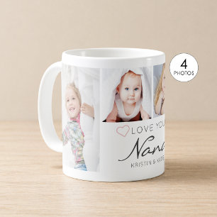 Personalised LOVE YOU NANA Handwritten 4 Photo Coffee Mug