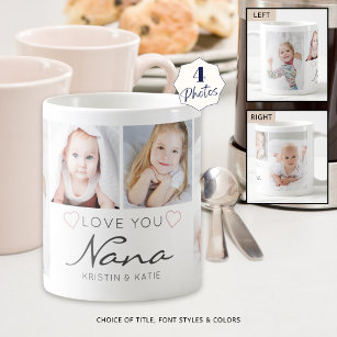 Personalised LOVE YOU NANA Handwritten 4 Photo Coffee Mug