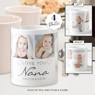 Personalised LOVE YOU NANA Handwritten 4 Photo Coffee Mug