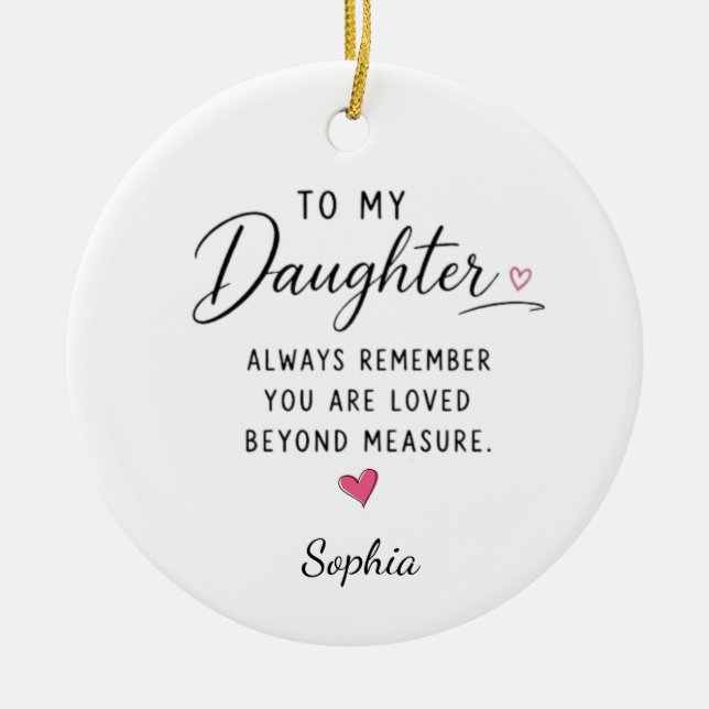 Personalised Loved Beyond Measure Daughter Ceramic Tree Decoration (Front)