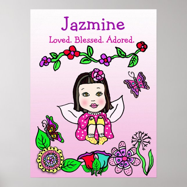Personalised Loved, Blessed and Adored Fairy Poster (Front)