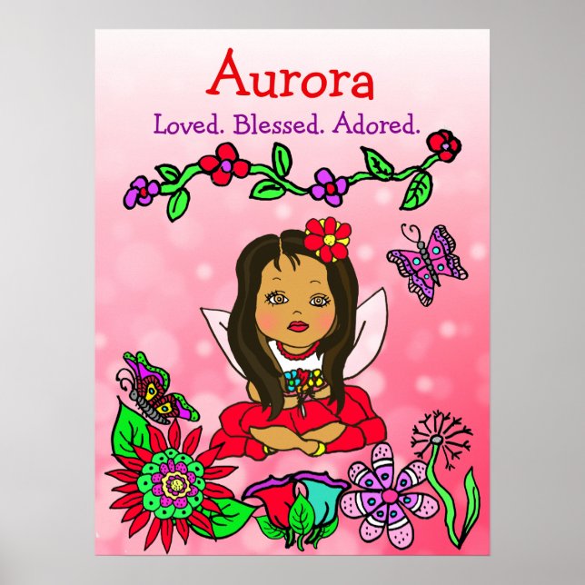 Personalised Loved, Blessed and Adored Fairy Poster (Front)