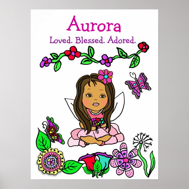 Personalised Loved, Blessed and Adored Fairy Poster (Front)