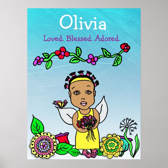 Personalised Loved, Blessed and Adored Fairy Poster (Front)