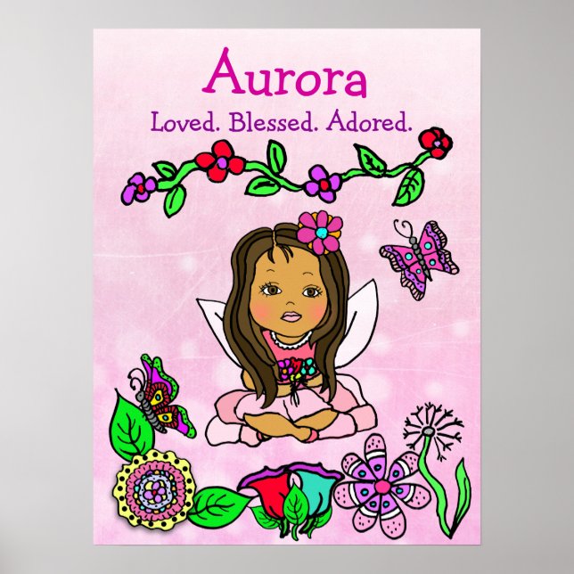 Personalised Loved, Blessed and Adored Fairy Poster (Front)