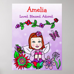 Personalised Loved, Blessed and Adored Fairy Poster