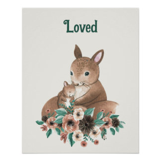 Personalised "Loved" Mother & Baby Squirrel Poster