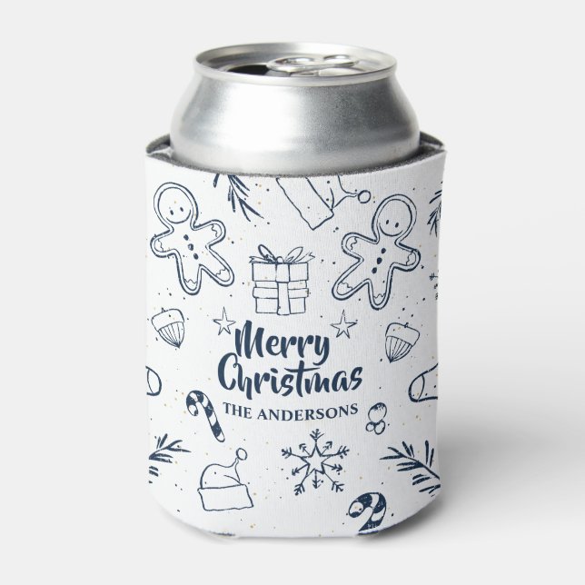 Personalised Lovely Christmas Sketch Can Cooler (Can Front)