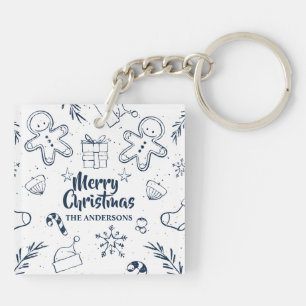 Personalised Lovely Christmas Sketch Keychain