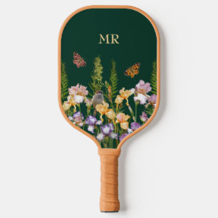 Personalised Lovely Irises, Birds Butterflies Pickleball Paddle