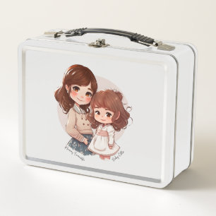 Personalised Lovely Mother and Daughter (2) Metal Lunch Box
