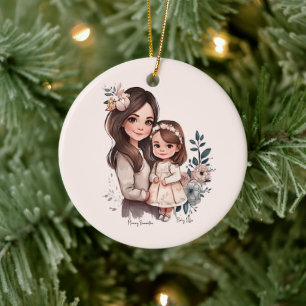 Personalised Lovely Mother and Daughter (3) Ceramic Tree Decoration