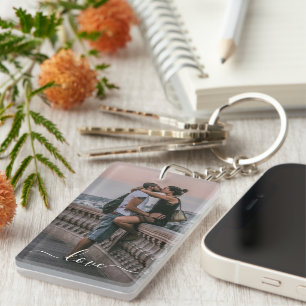 Personalised Lovers Couple Photo Key Ring