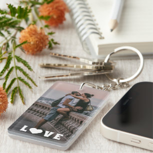 Personalised Lovers Couple Picture Love Text Key Ring