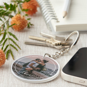 Personalised Lovers Couple Picture Love Text Key Ring