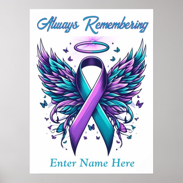 Personalised Loving Memory Suicide Loss Awareness  Poster (Front)