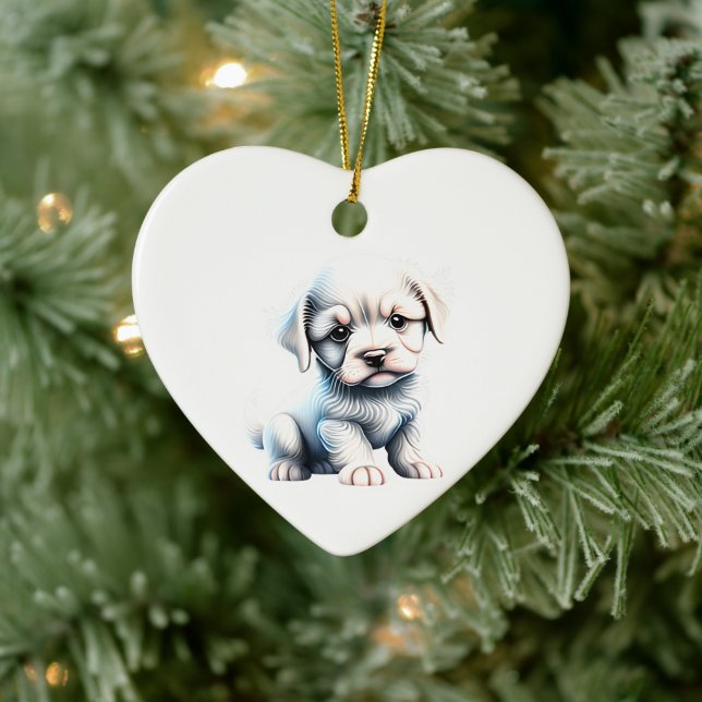 Personalised  Löwchen Puppy Ceramic Tree Decoration (Tree)