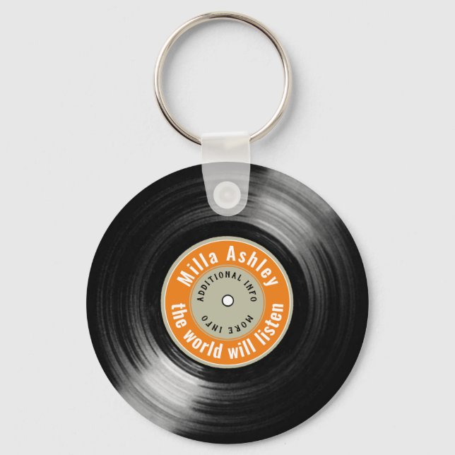 personalised LP vinyl record with name Key Ring (Front)
