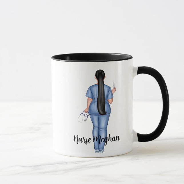 Personalised "LPN Life" Nurse (Dark Hair)  Mug (Right)