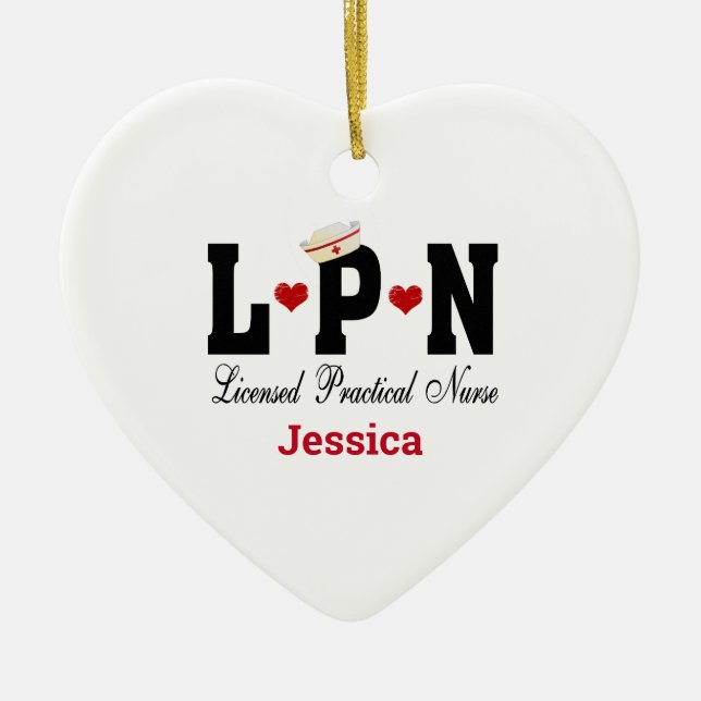 Personalised LPN Nurse Christmas Ceramic Ornament (Front)