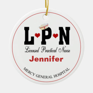 Personalised LPN Nurse Christmas  Ceramic Ornament