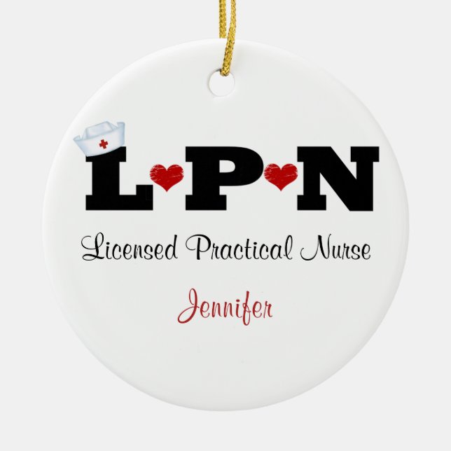 Personalised LPN Nurse Ornament (Front)