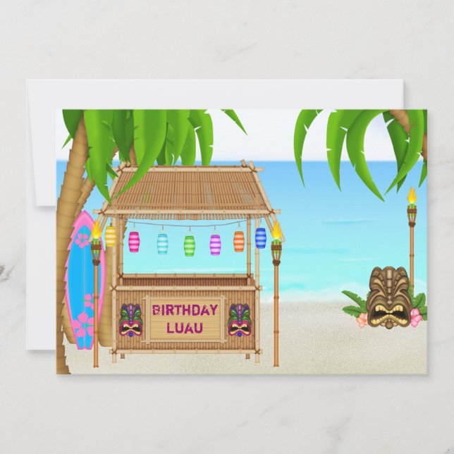 Personalised Luau Birthday Invitation (Front)