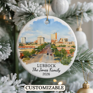 Personalised Lubbock Ornament, Custom Texas Ceramic Tree Decoration