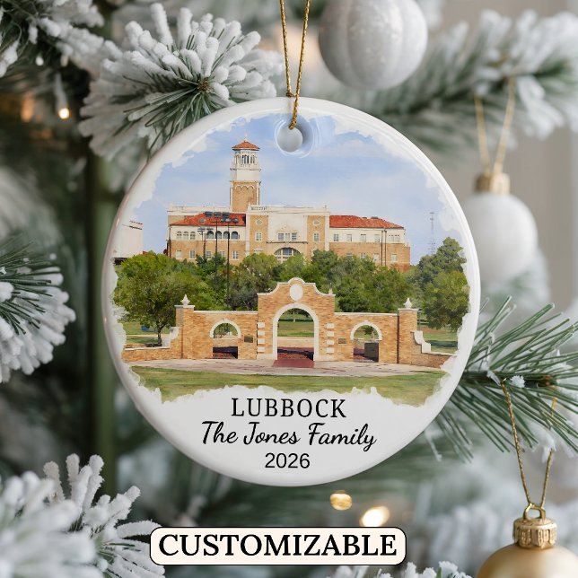 Personalised Lubbock Ornament, Custom Texas Ceramic Tree Decoration (Creator Uploaded)