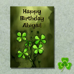 Personalised Luck of the Irish Clovers Birthday Card<br><div class="desc">Luck of the Irish Whimsical Clovers Happy Birthday Card | Personalise the front with a name. | Inside Greeting - "Wherever you go and Whatever you do, May the luck of the Irish be with you. Happy St. Patrick's Day" | The greeting can be personalised to read as you wish....</div>