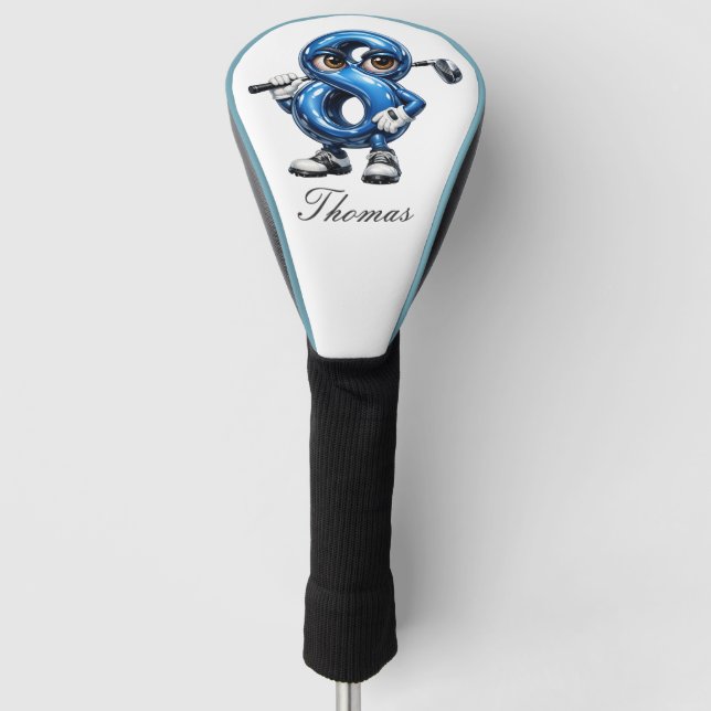 Personalised Lucky 8 Golf Head Cover (Front)