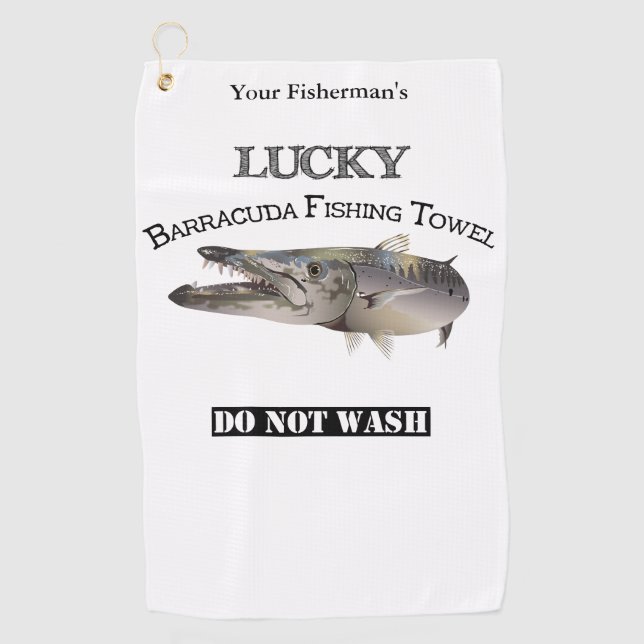 Personalised Lucky Barracuda Fishing Towel (Front)