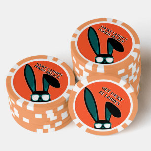Personalised Lucky Black Rabbit in Sunglasses Poker Chips