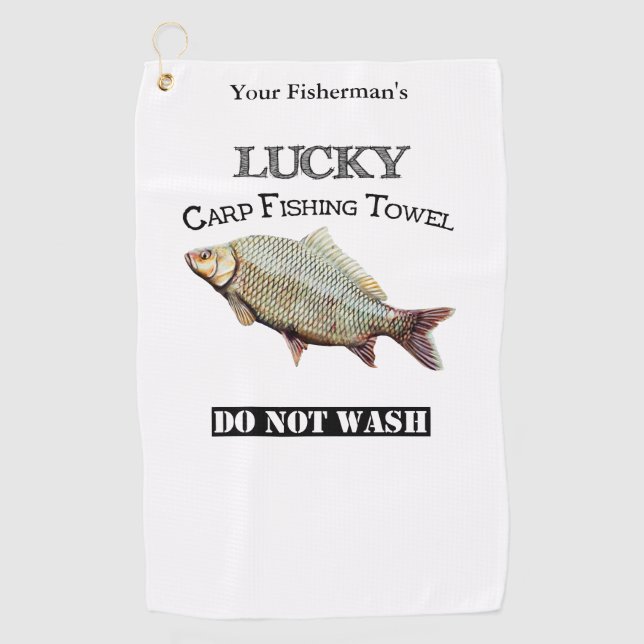 Personalised Lucky Carp Fishing Towel (Front)