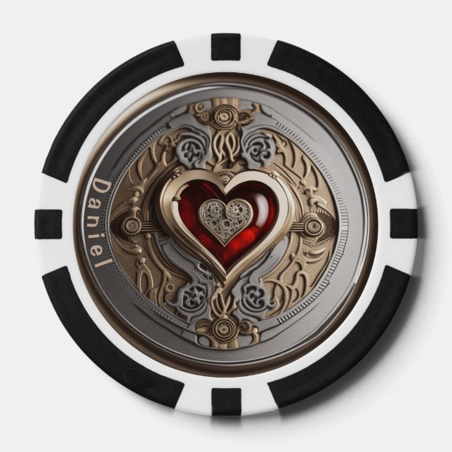 Personalised Lucky charm with heart Poker Chips (Front)