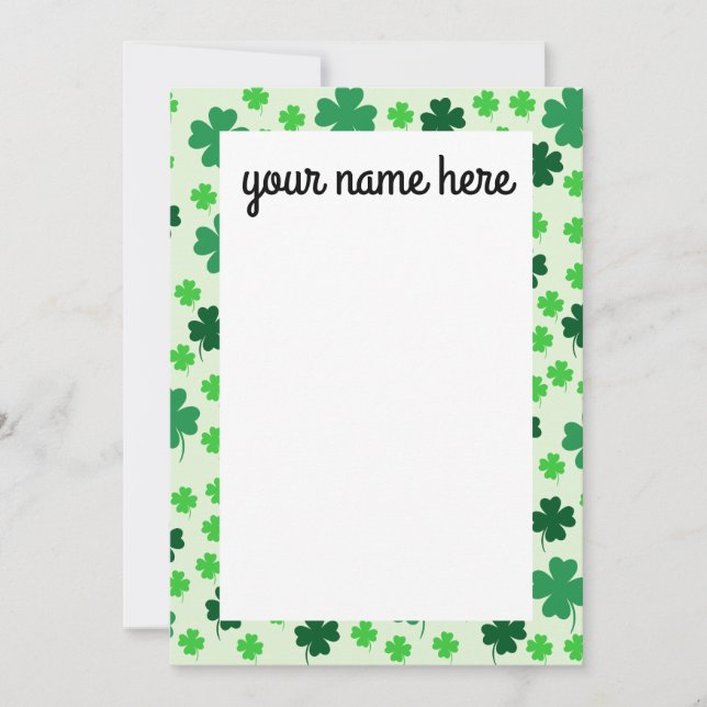 Personalised Lucky Clover Notecards (Front)