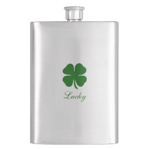 Personalised Lucky Green Clover Hip Flask