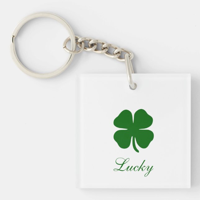 Personalised Lucky Green Clover Key Ring (Front)
