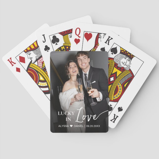 Personalised "Lucky in Love" wedding favour playin Playing Cards (Back)