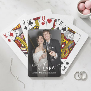 Personalised Lucky in Love wedding favour playing Cards