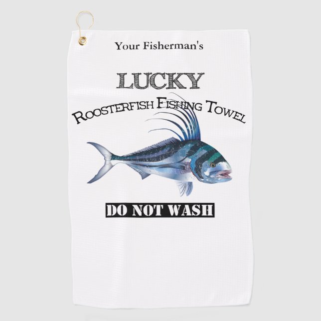 Personalised Lucky Roosterfish Fishing Towel (Front)